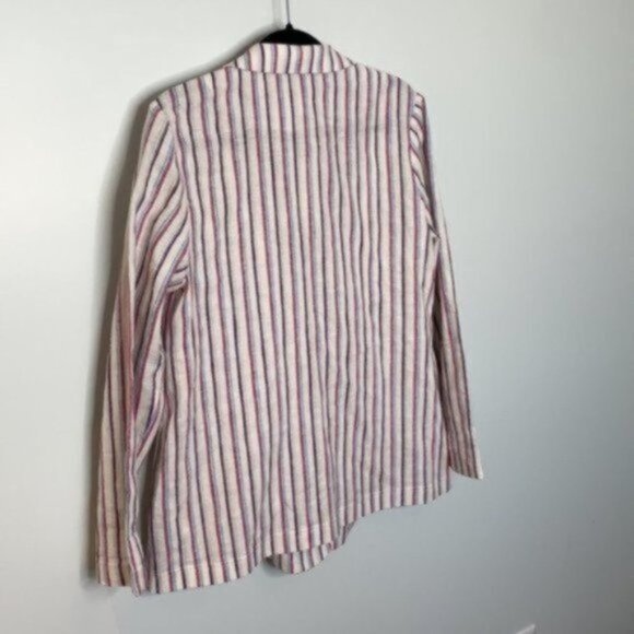 Dolan Anthropologie Women Double Breasted Striped Linen Blazer Size Medium - Picture 8 of 12